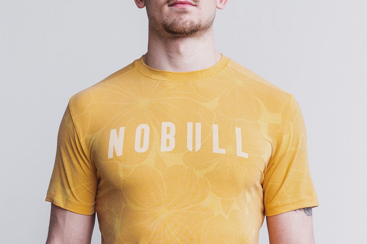 Nobull Men's T Shirts Yellow | Australia (YC3240)